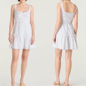 NWT CINQ A SEPT Aziza White Eyelet and Lace mini dress - size 12